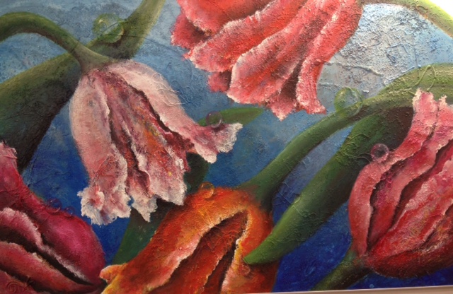 Tulpen aqryl op doek 120 x 80